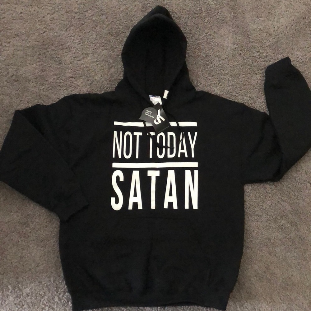 Not Today Satan Black Cotton Sweatshirt